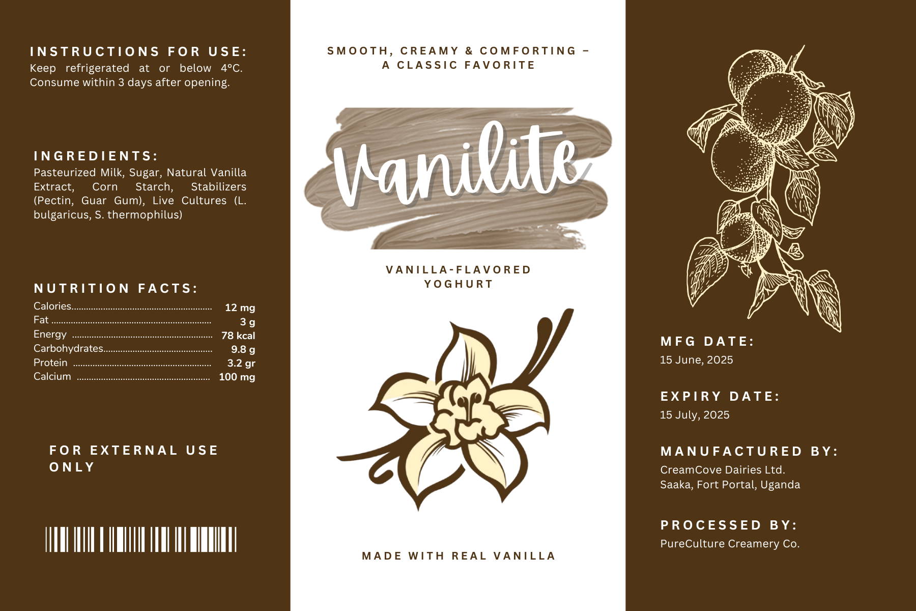 Vanilla Yoghurt Packaging Design